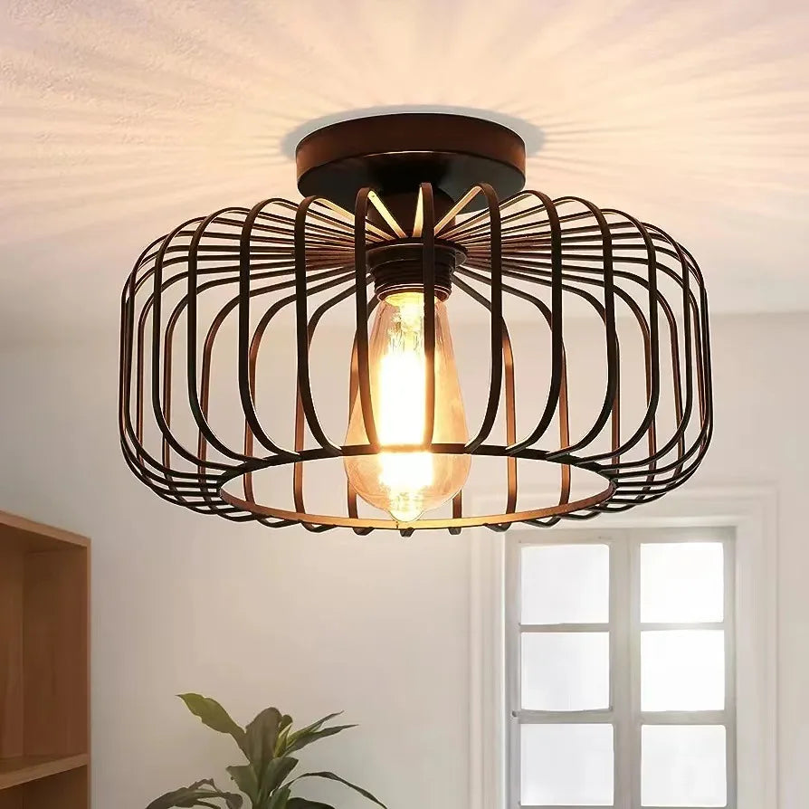 IronClad | Ijzeren plafondlamp vogelkooi design