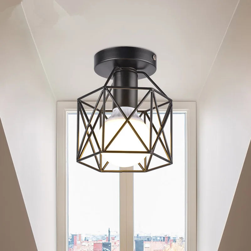 Smeedijzeren Plafondlamp | Moderne Zwarte Nordic stijl plafondlamp