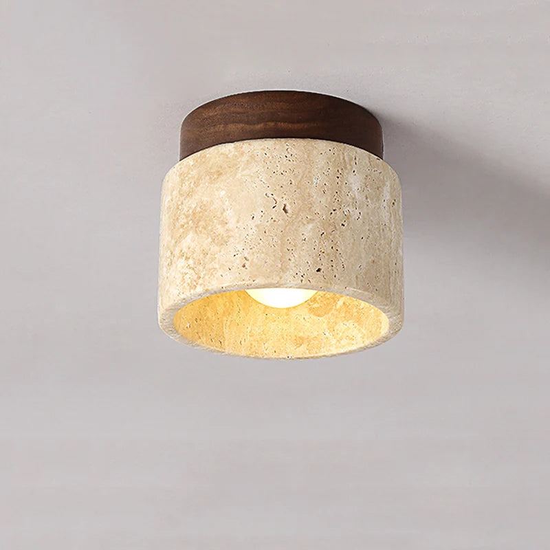 Plafondlamp - Freja - Marmer & Hout - Warm Wit - Decoratieve Lamp