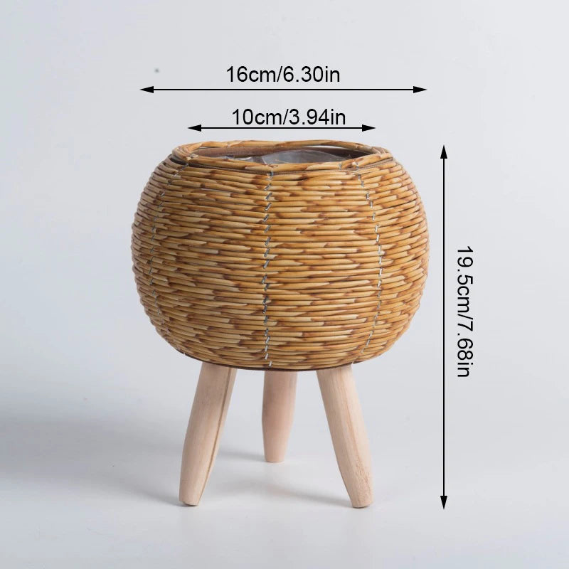 Bloemenrek - Geweven - Imitatie Riet - Verwijderbare Poten