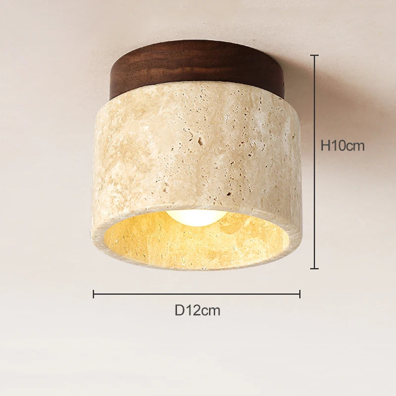 Plafondlamp - Freja - Marmer & Hout - Warm Wit - Decoratieve Lamp