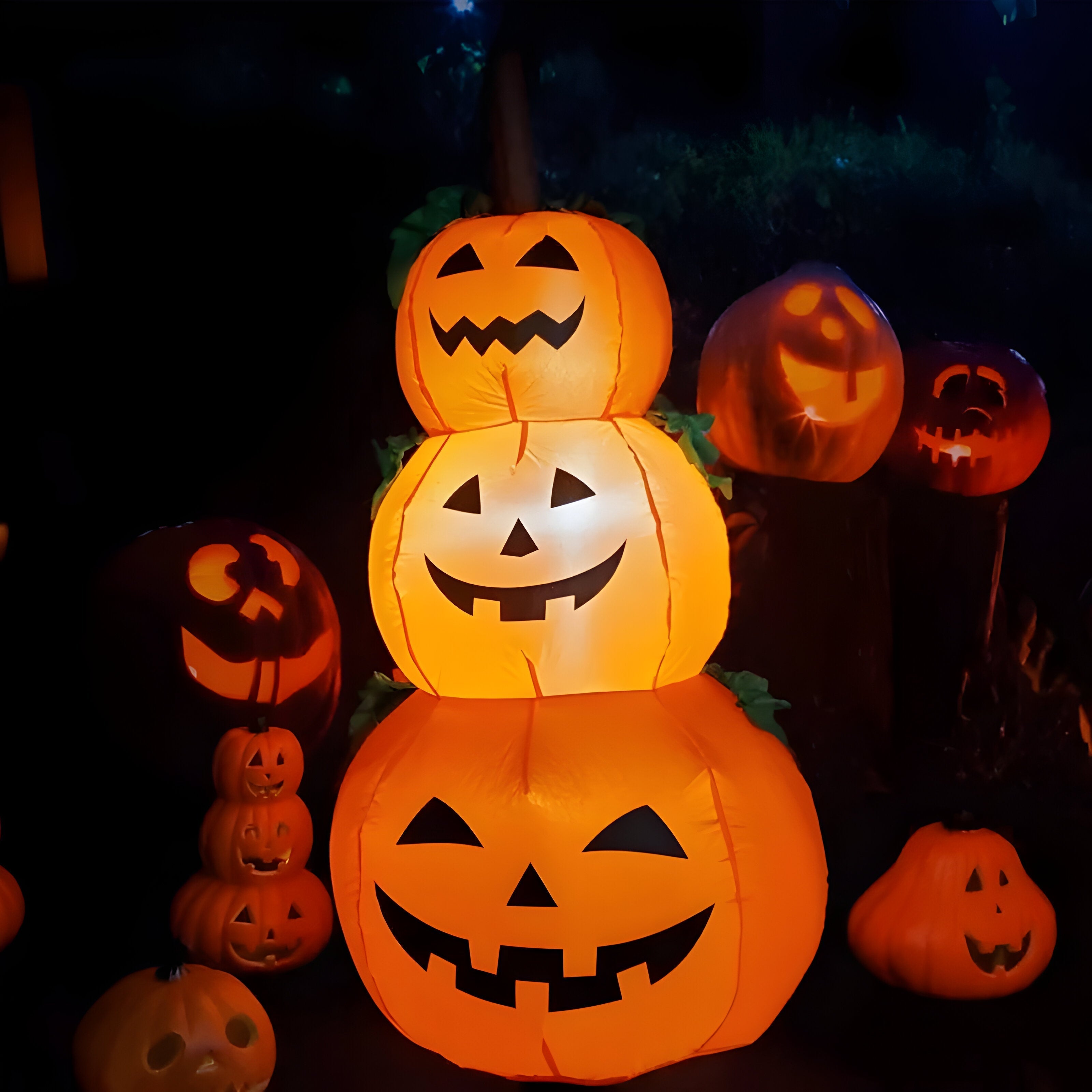 LED Opblaasbare Pompoen - SpookPump - Gigantische & Gloeiende Halloween Buitenversiering