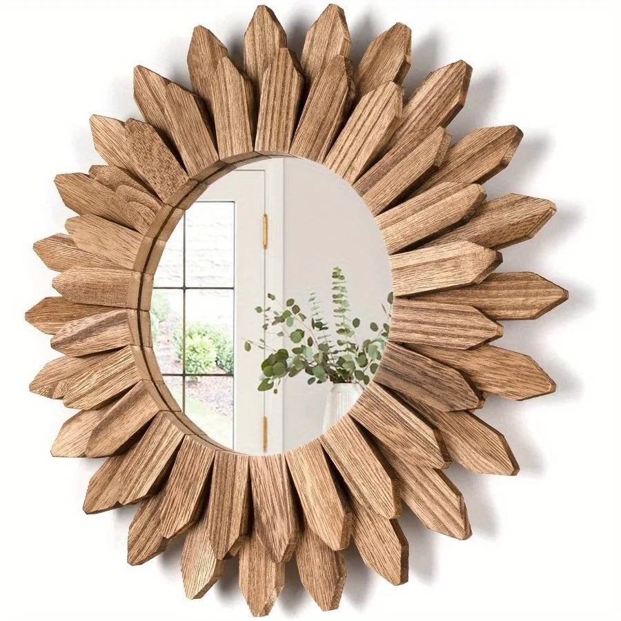 Rustieke Houten Boerderijspiegel - Muurspiegel - Decoratieve Home Decoratie - 30cm