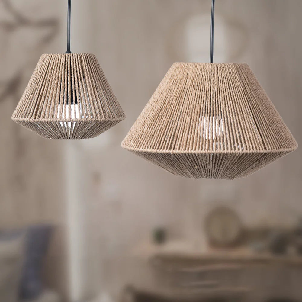 Rotan Touwlamp - Geweven lamp - Rustieke gevlochten Hangende lamp - Landelijke stijl