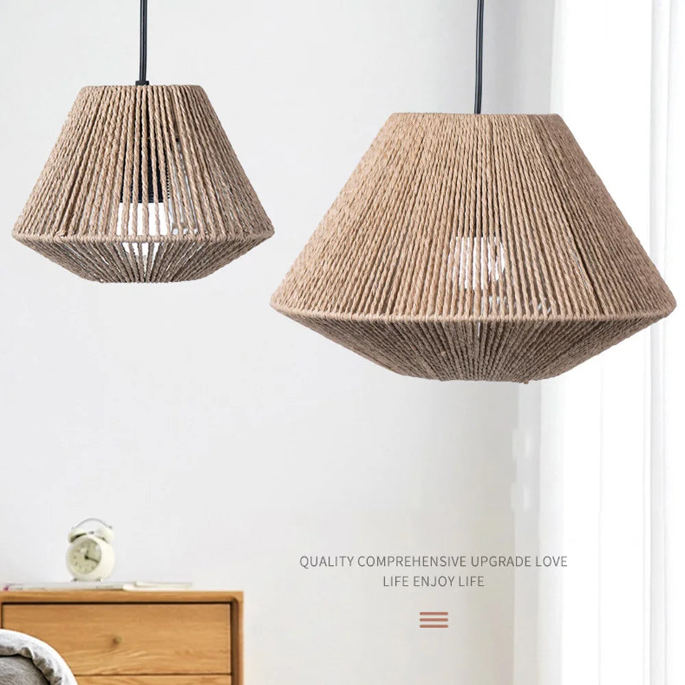 Rotan Touwlamp - Geweven lamp - Rustieke gevlochten Hangende lamp - Landelijke stijl