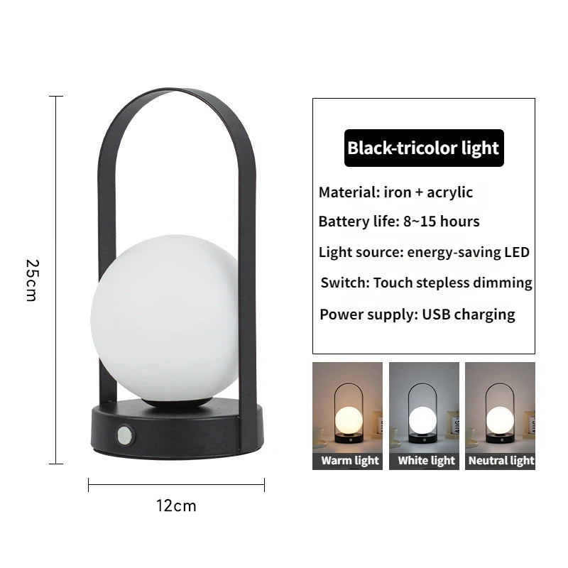 Tafellamp - Hangy - Draagbaar Metaal - USB Oplaadbaar