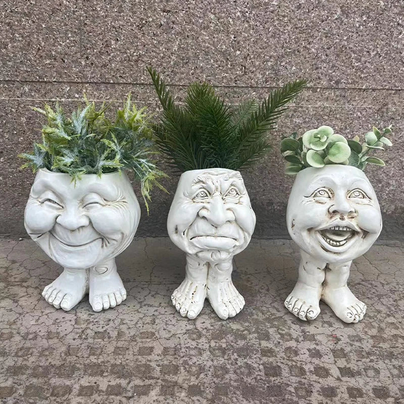 Bloempot - Muggle - Grappig Gezicht - Hars Vetplant Planter