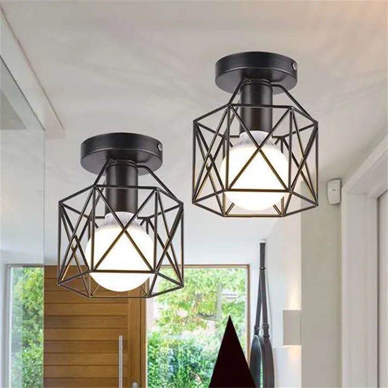 Smeedijzeren Plafondlamp | Moderne Zwarte Nordic stijl plafondlamp