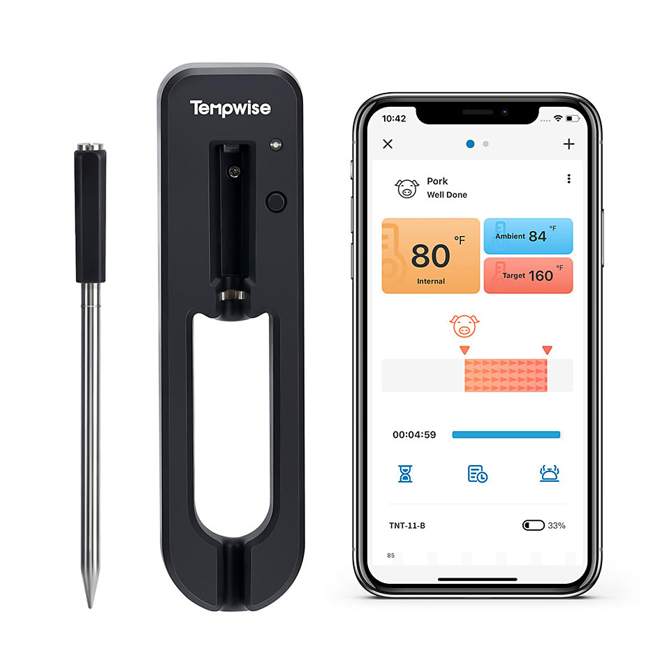 Bluetooth BBQ Thermometer - TempTrack - Draadloos & Slim - Nauwkeurige Temperatuurmeting