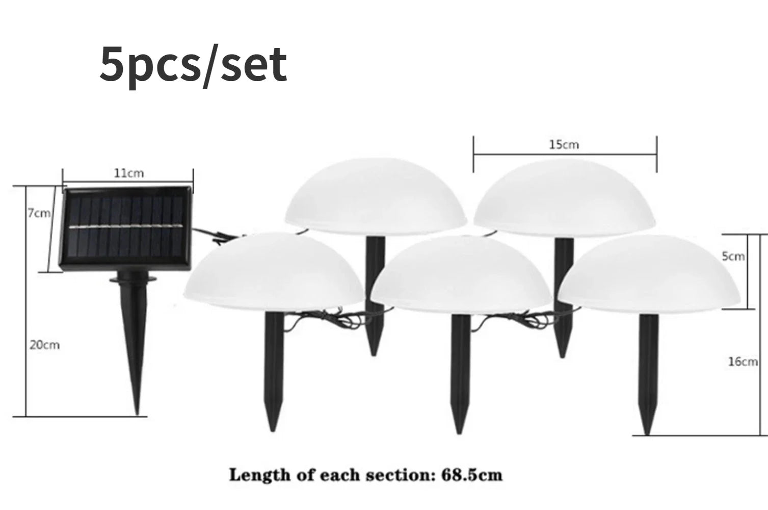 Graslamp - SolarSphere - Halve Bol Ontwerp - Buiten Waterdicht - 5 stuks