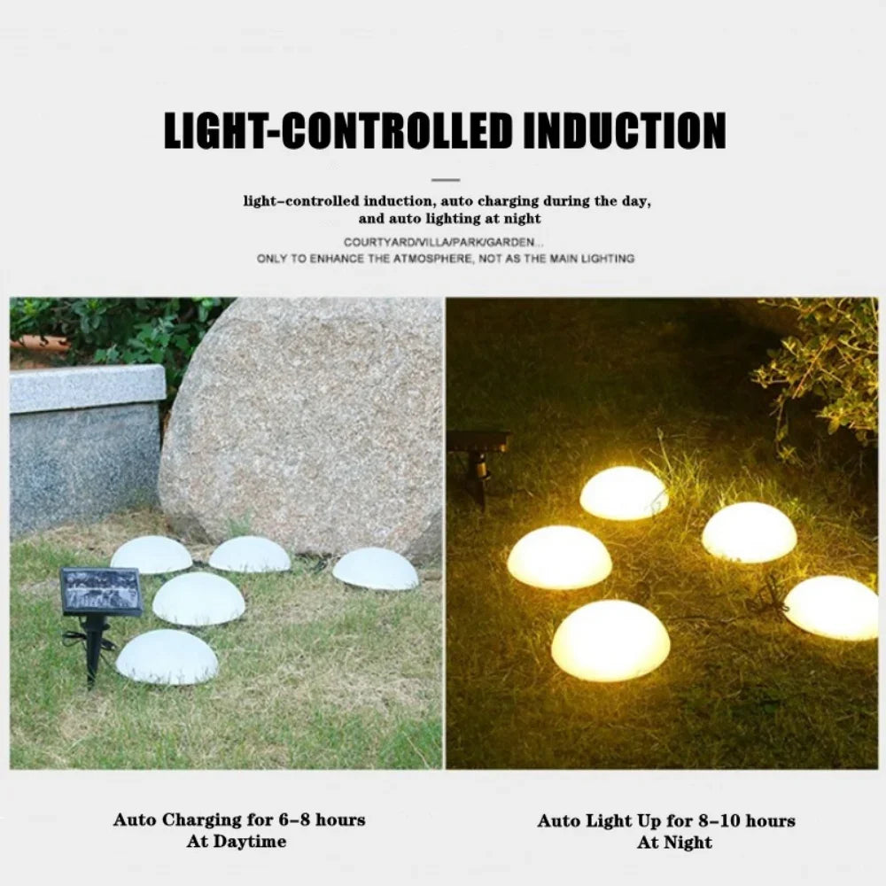 Graslamp - SolarSphere - Halve Bol Ontwerp - Buiten Waterdicht - 5 stuks