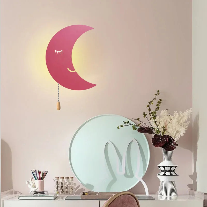 Wandlamp - Cartoon - Oplaadbaar - Kinderkamer Decor - Maan en Wolken - LED Verlichting