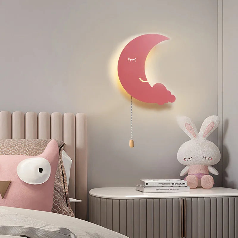 Wandlamp - Cartoon - Oplaadbaar - Kinderkamer Decor - Maan en Wolken - LED Verlichting