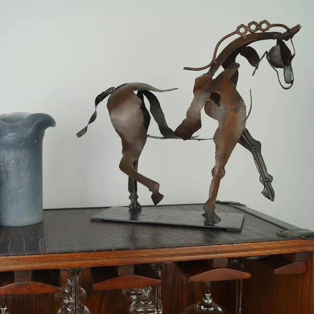 Paardensculptuur - AdonisMetal - Rustieke Elegantie - Tijdloos Decoratiestuk