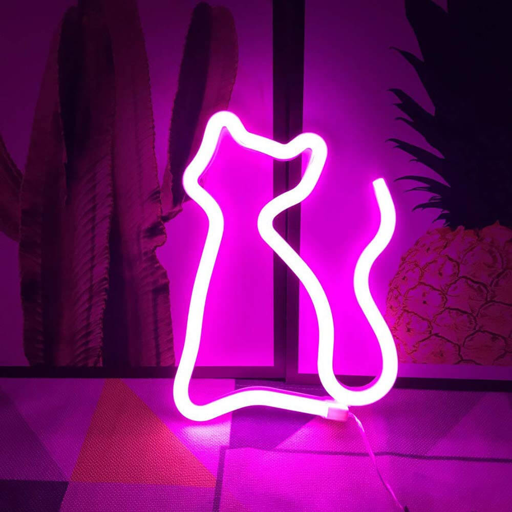 Neon Licht - KittyNeon - Schattig Kat Ontwerp - Levendige Kleuren