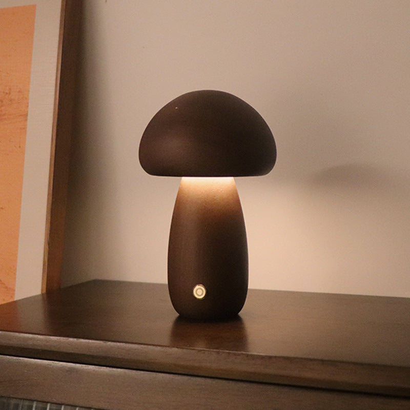 Nachtlamp - DreamShroom - Houten Paddenstoel - LED Touch Schakelaar