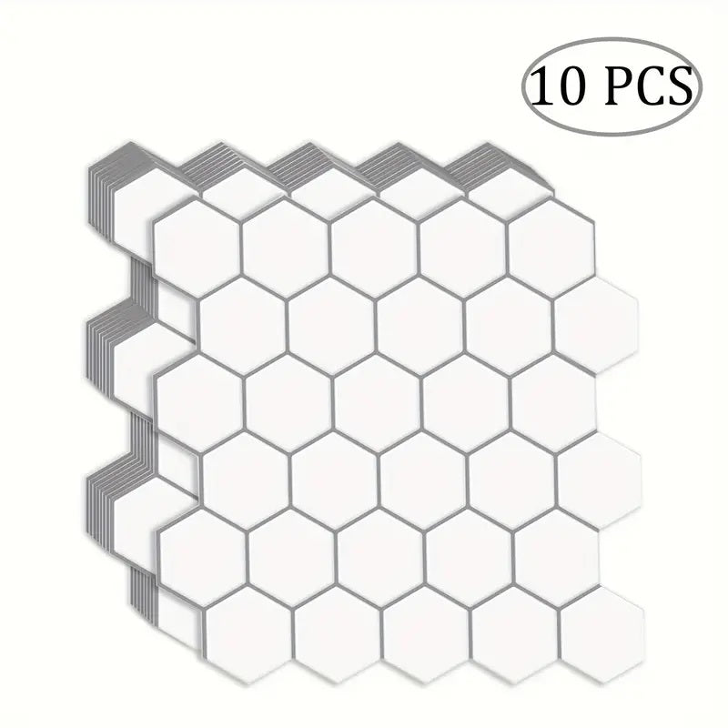 Wanddecoratie - HexaStyle - Set van 10 Grote Zeshoekige Behang - Geometrische Elegant