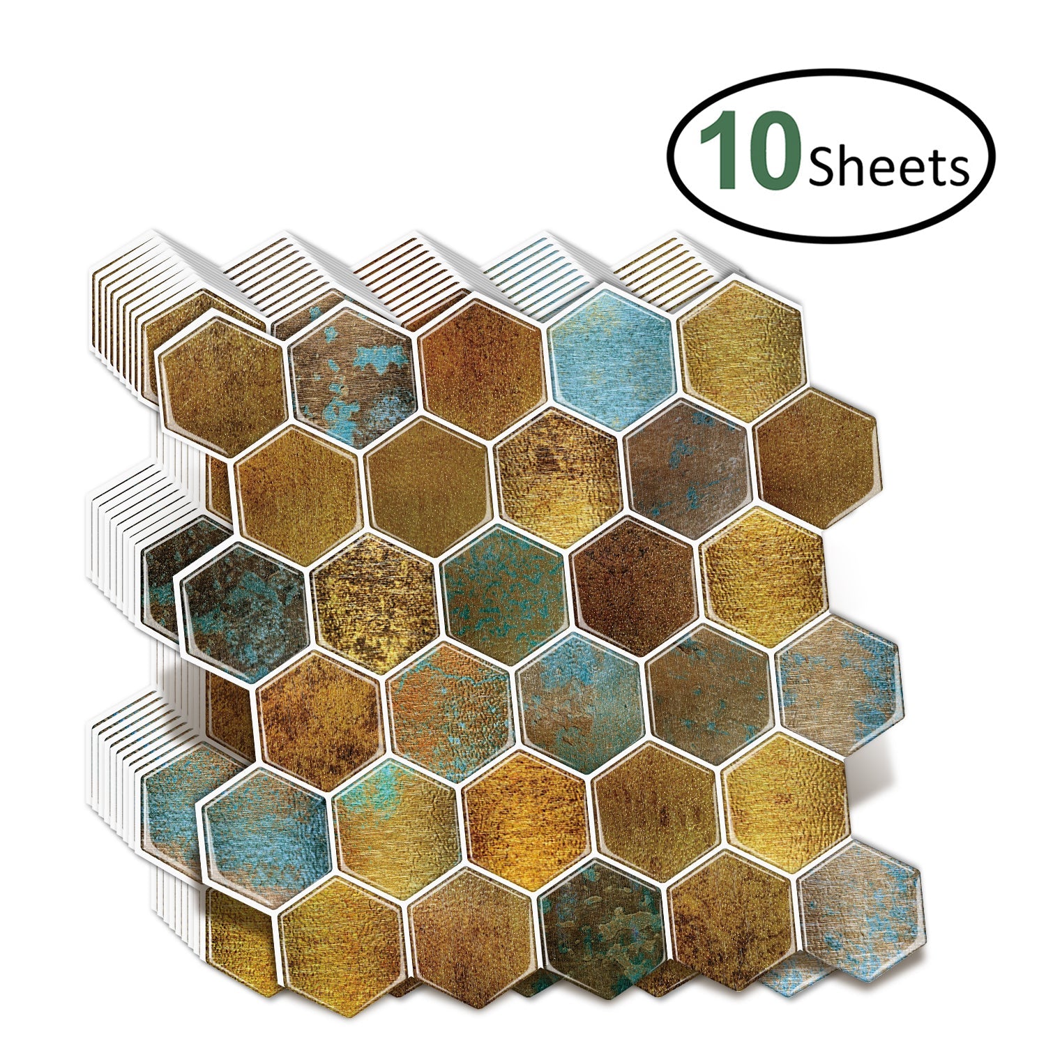 Wanddecoratie - HexaStyle - Set van 10 Grote Zeshoekige Behang - Geometrische Elegant