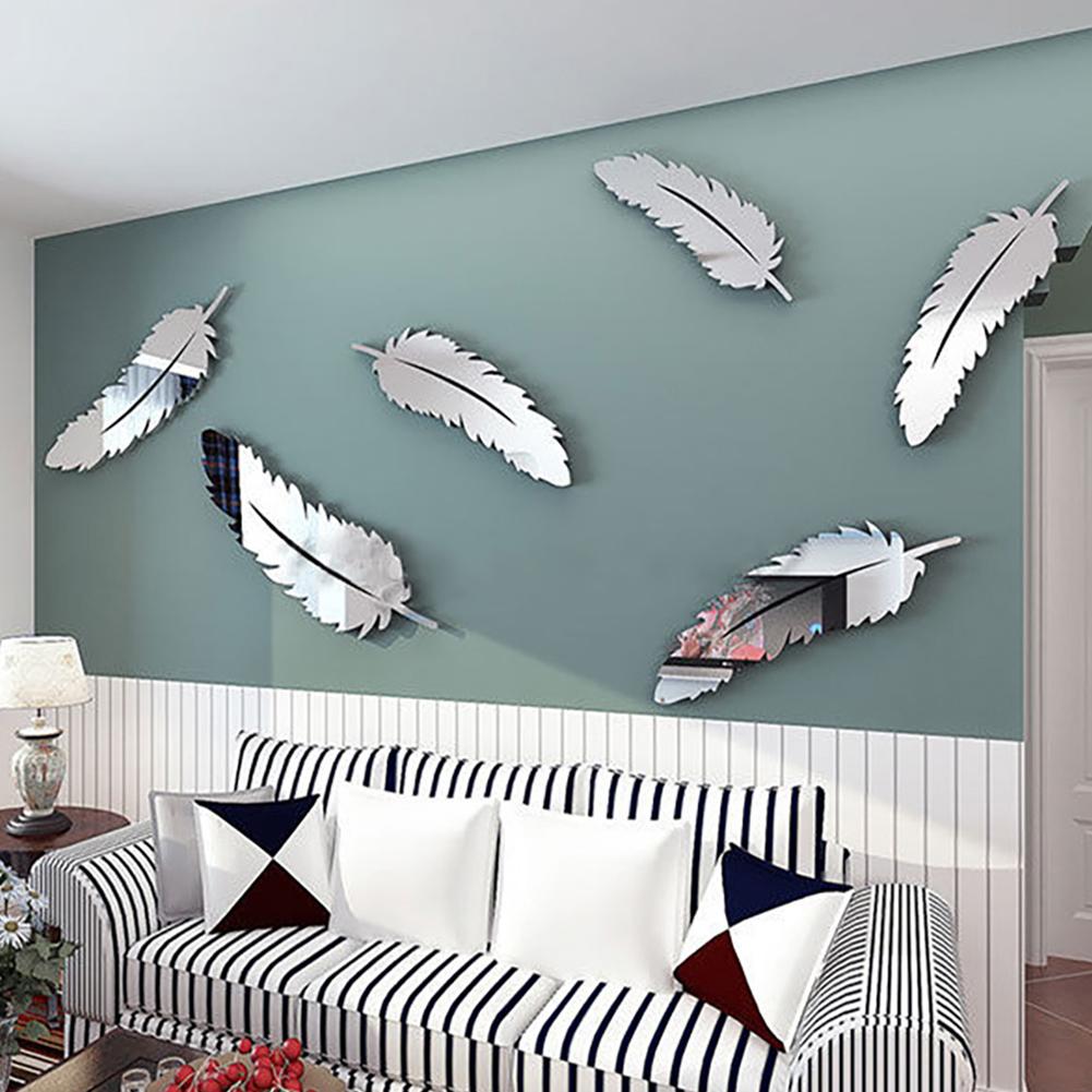 Muurstickers - FeatherGleam - 3D Zilveren Ontwerp - Elegant & Modern