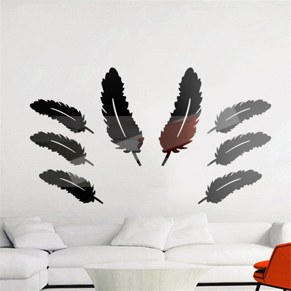 Muurstickers - FeatherGleam - 3D Zilveren Ontwerp - Elegant & Modern