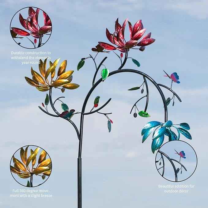 Windspinner - BloomSpin - Meer Kleurige Bloemen - Levendige Tuinaccent