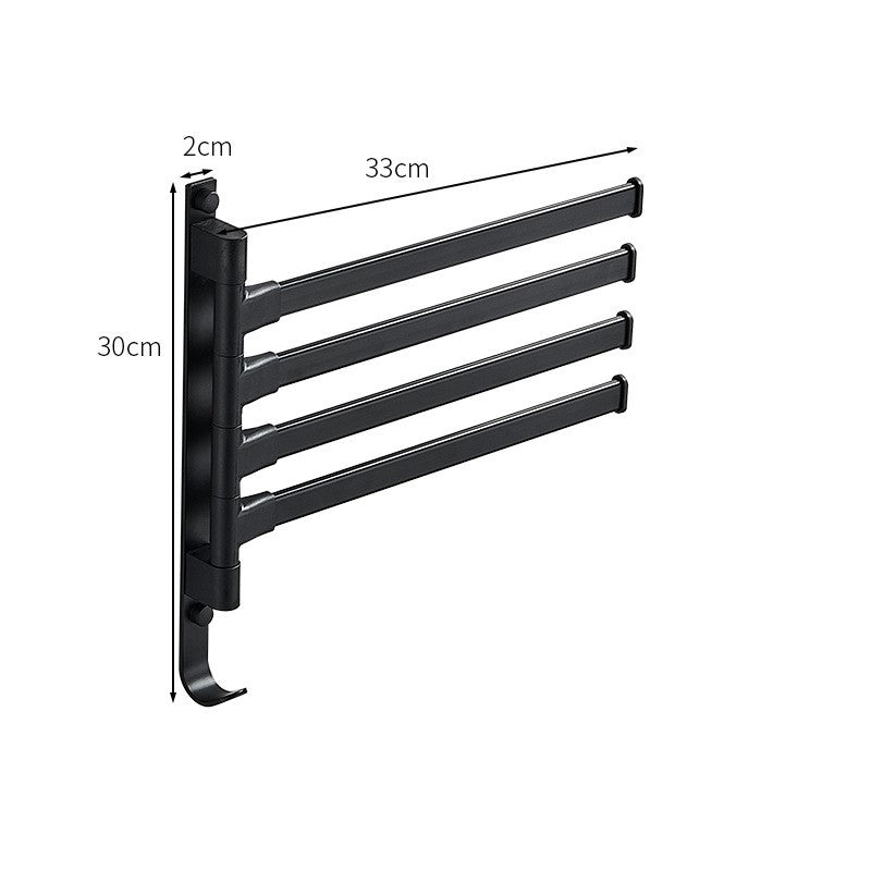 Handdoekrek - Handige - Zwart Metaal - 4 Armen Houder