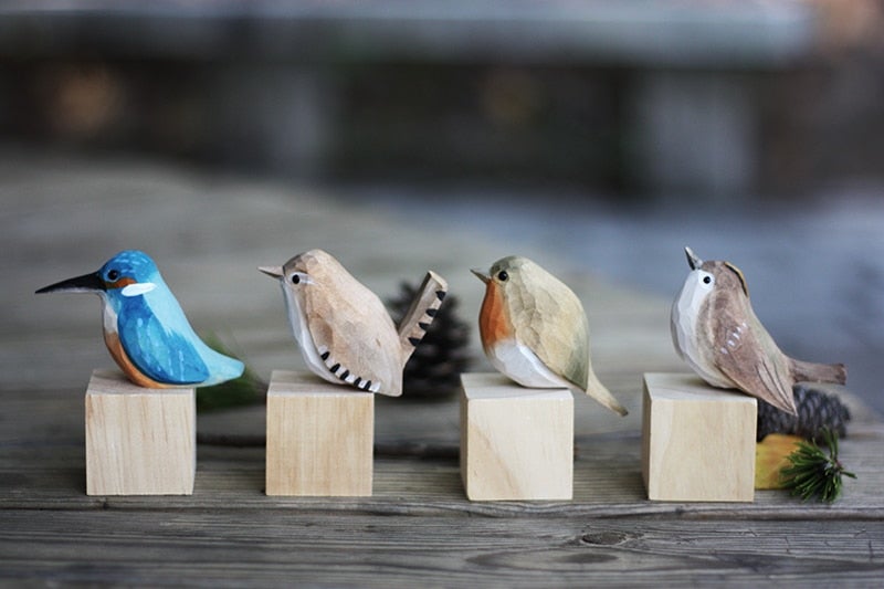 Handgemaakte Houten Vogels - Vogely - Rustieke Decoratie - Uniek Ontwerp