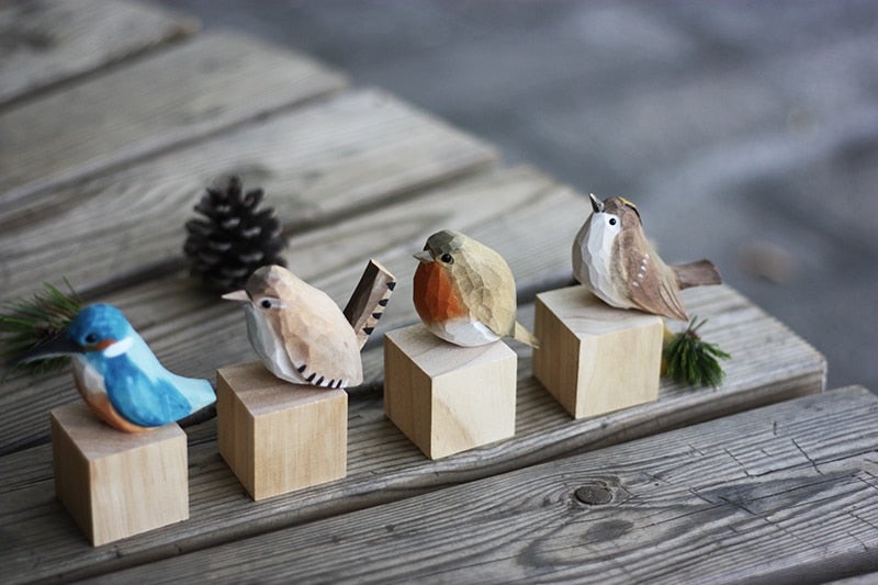 Handgemaakte Houten Vogels - Vogely - Rustieke Decoratie - Uniek Ontwerp