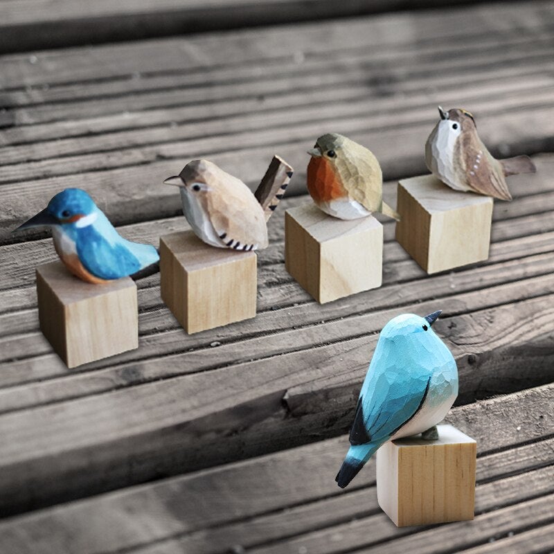 Handgemaakte Houten Vogels - Vogely - Rustieke Decoratie - Uniek Ontwerp