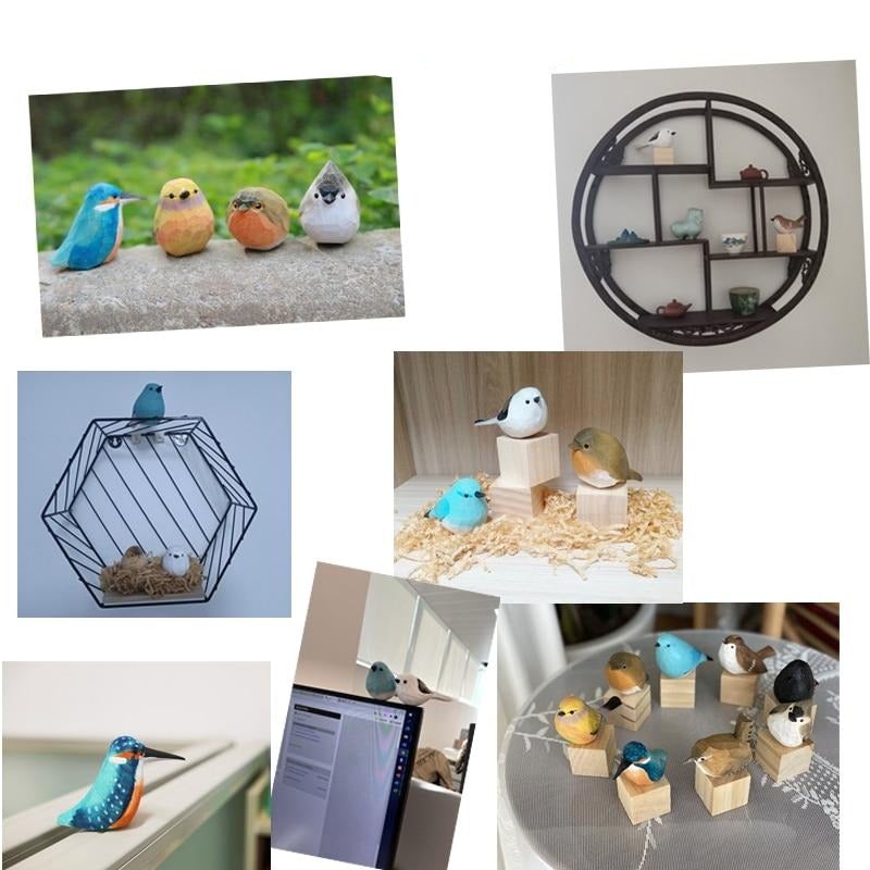 Handgemaakte Houten Vogels - Vogely - Rustieke Decoratie - Uniek Ontwerp