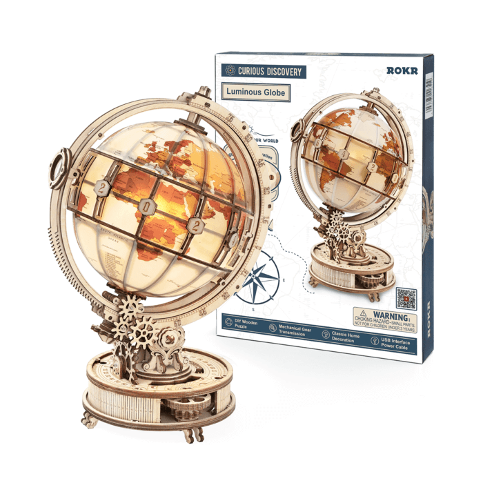 Nachtlamp - GlowGlobe - Warme Gloed - Vintage Wereldkaart Ontwerp