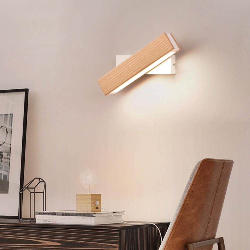 Rotatieve LED Wandlamp - Lumos - Houten Design - Verstelbare Hoek