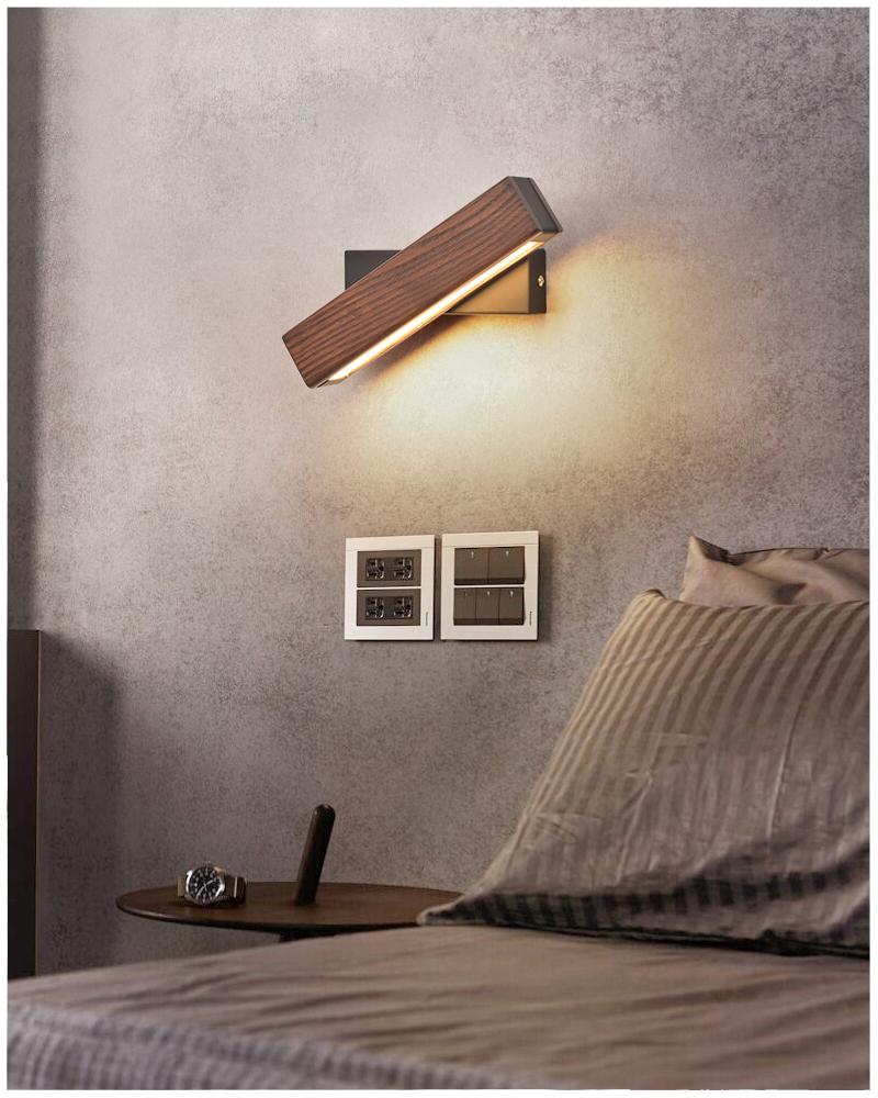 Rotatieve LED Wandlamp - Lumos - Houten Design - Verstelbare Hoek