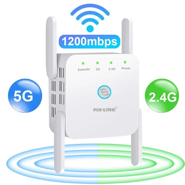 WiFi Versterker - PIX-LINK - 1200Mbps Snelheid - Volledige Signaaldekking